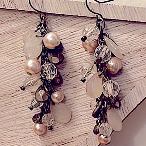 SET Vintage Glass Faceted Bead wrap Necklace & Dangly Earrings - Picture 3 of 10